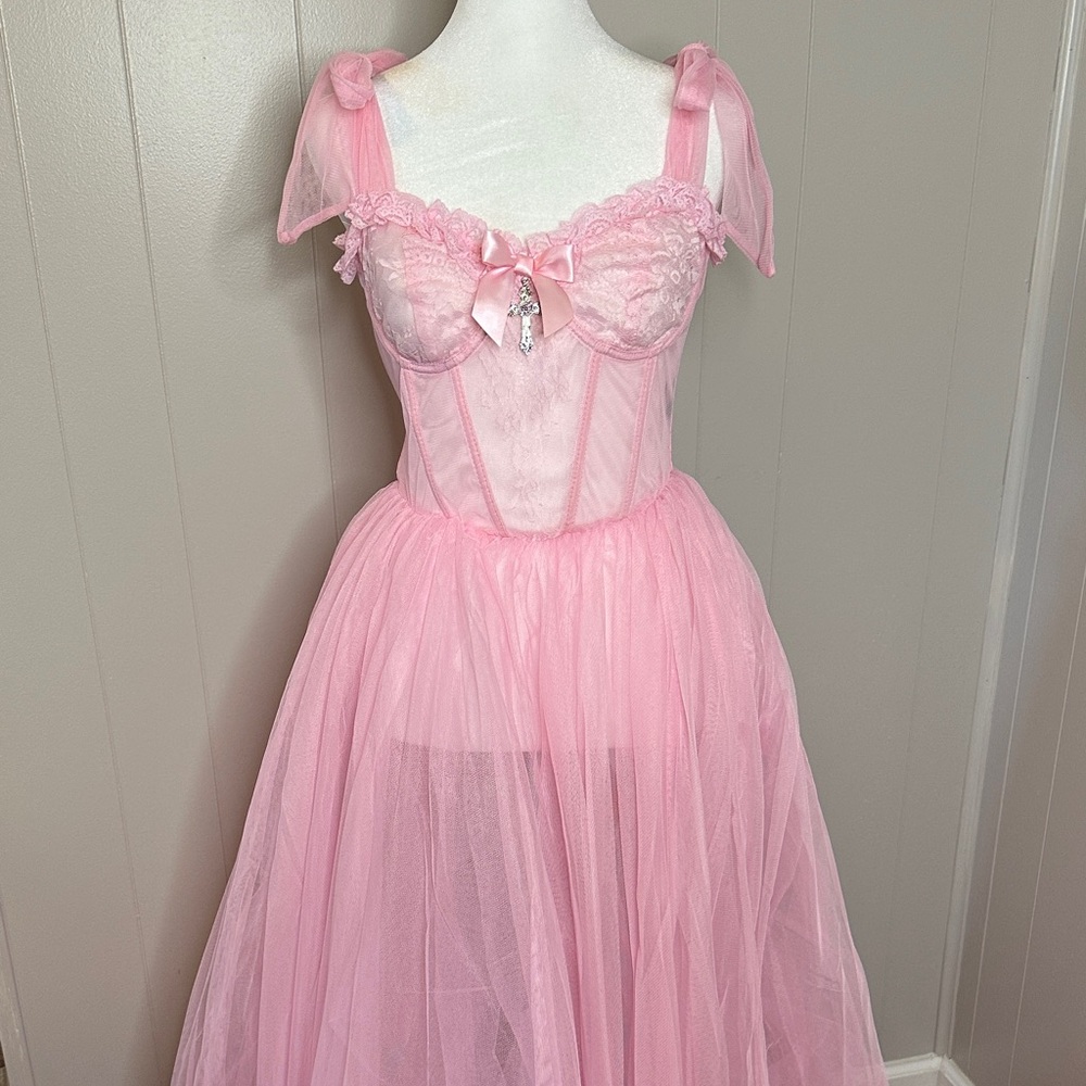 NWT Dolls Kill Widow Dance With Death Sleeveless Maxi Dress - Pink - Picture 2 of 16